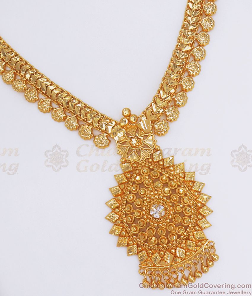 One Gram Gold Guarantee Necklace White Stone Bridal Wear NCKN2802