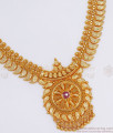 Wedding Collections Gold Necklace Leaf Pattern Ruby Stone Jewelry Buy Online NCKN2803