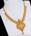 Attractive One Gram Gold Necklace Mango Design Ruby Stone Pattern NCKN2806