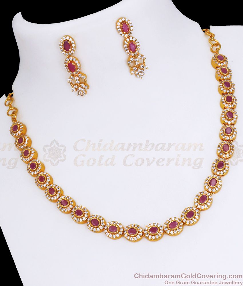 Beautiful Uncut Diamond Stone Gold Plated Necklace Earring Combo NCKN2809