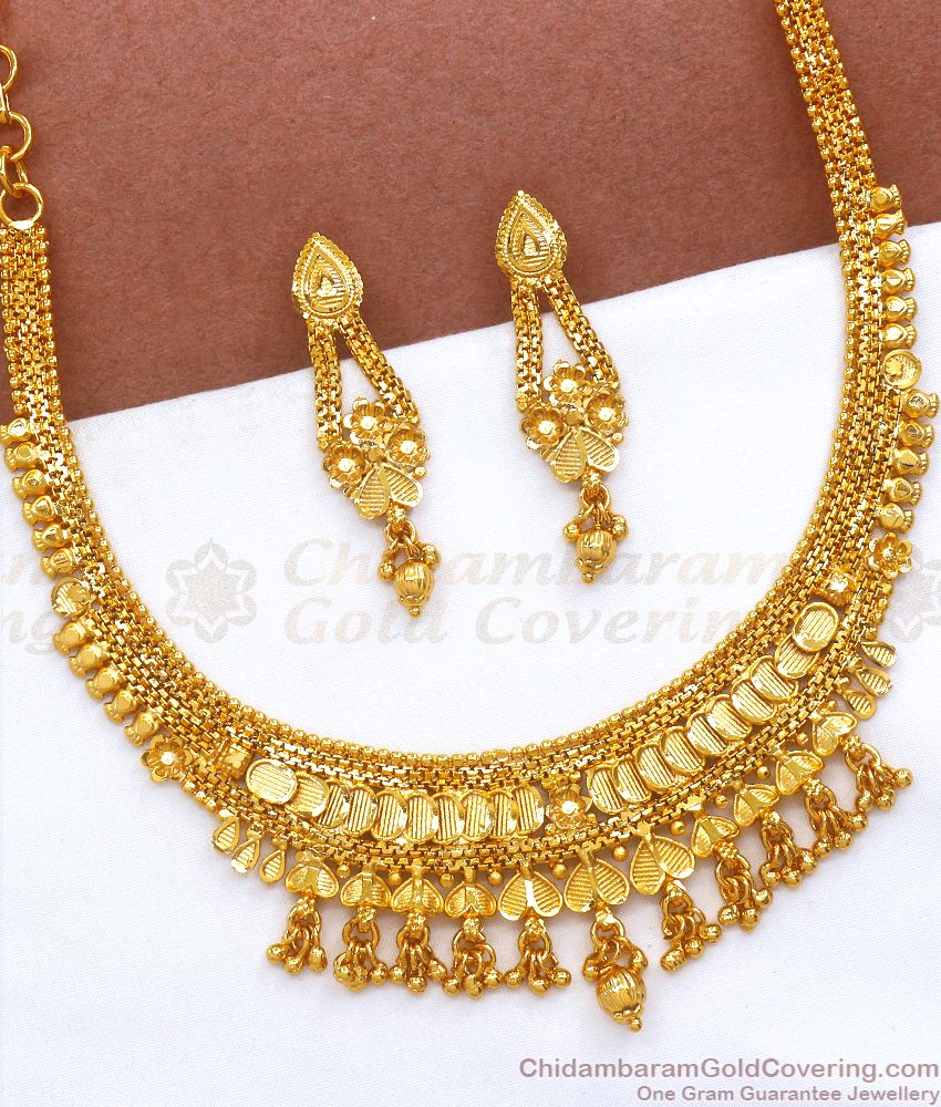 22kt Gold Tone Necklace Bridal Jewelry Collections With Earrings NCKN2810