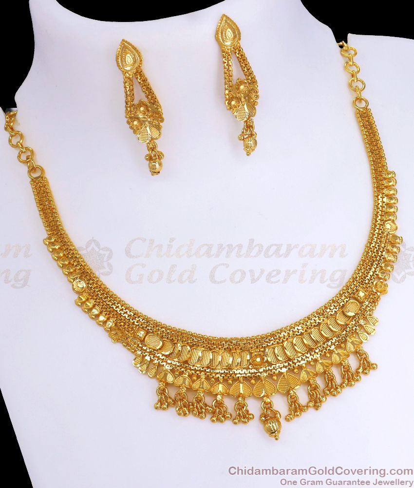22kt Gold Tone Necklace Bridal Jewelry Collections With Earrings NCKN2810