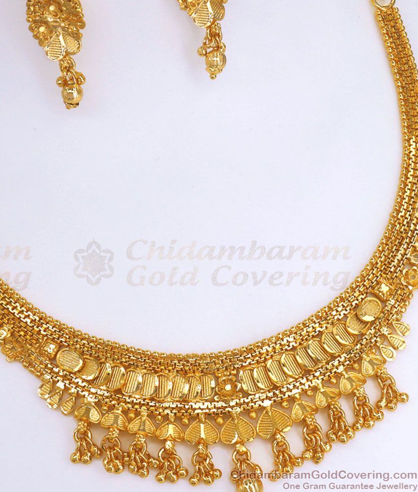 22kt Gold Tone Necklace Bridal Jewelry Collections With Earrings NCKN2810