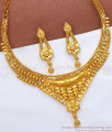 Real Gold Tone Grand Necklace with Earrings Bridal Set NCKN2811