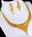 Real Gold Tone Grand Necklace with Earrings Bridal Set NCKN2811