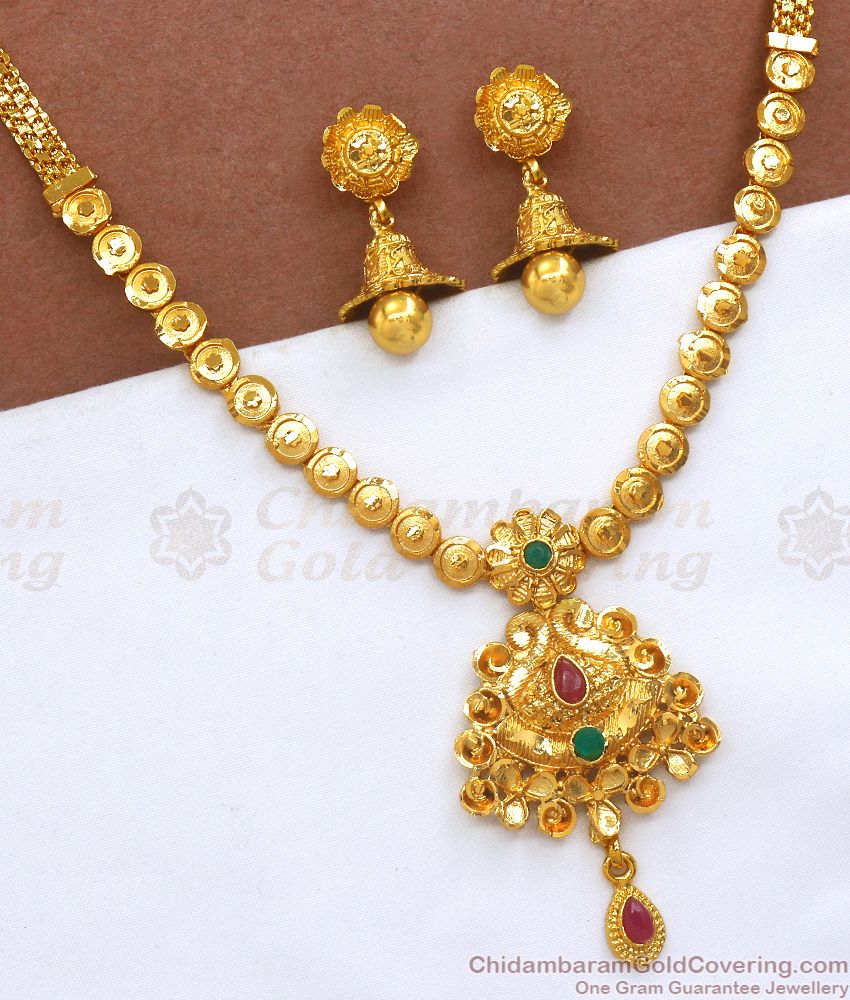 Stylish Two Gram Gold Necklace Jhumki Combo Set Buy Online NCKN2816