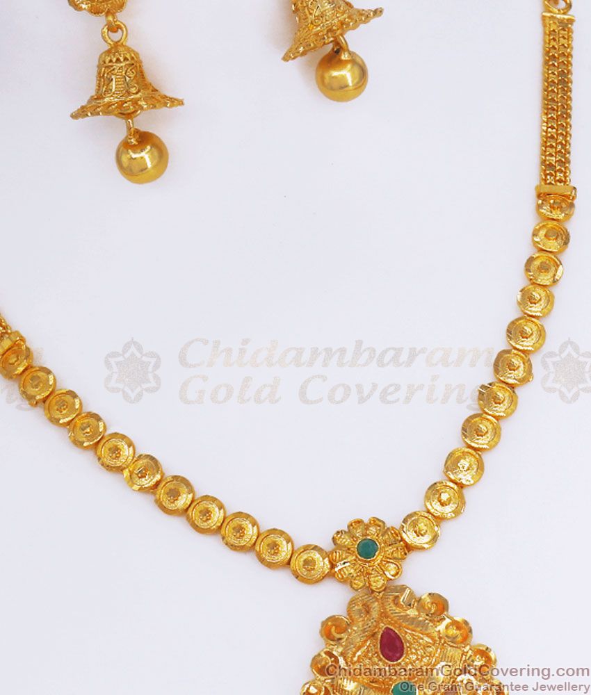 Stylish Two Gram Gold Necklace Jhumki Combo Set Buy Online NCKN2816