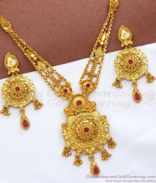 Latest 2 Gram Long Necklace Coral Stone Earring Combo NCKN2817 Latest 2 Gram Long Necklace Coral Stone Earring Combo NCKN2817