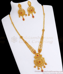 Latest 2 Gram Long Necklace Coral Stone Earring Combo NCKN2817 Latest 2 Gram Long Necklace Coral Stone Earring Combo NCKN2817
