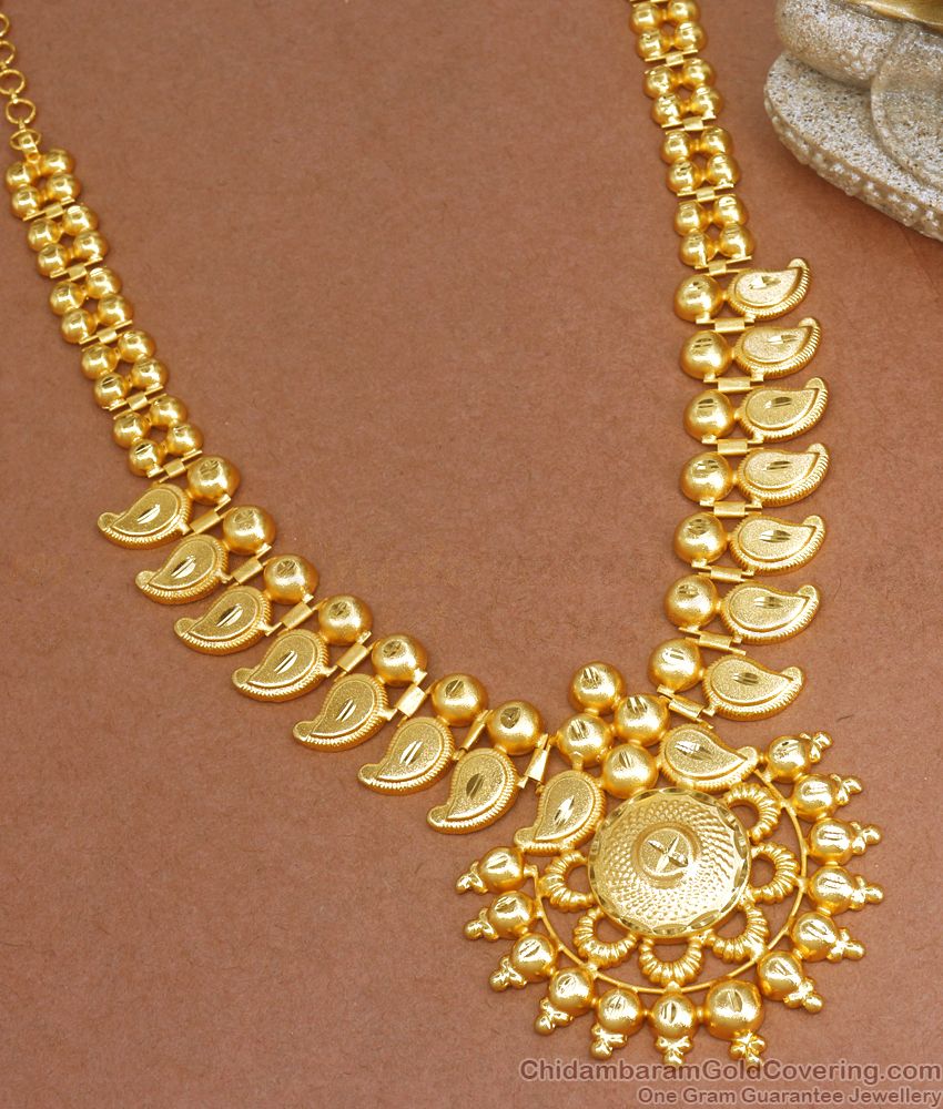 Stylish 2 Gram Gold Forming Kerala Necklace Bridal Fashion NCKN2824