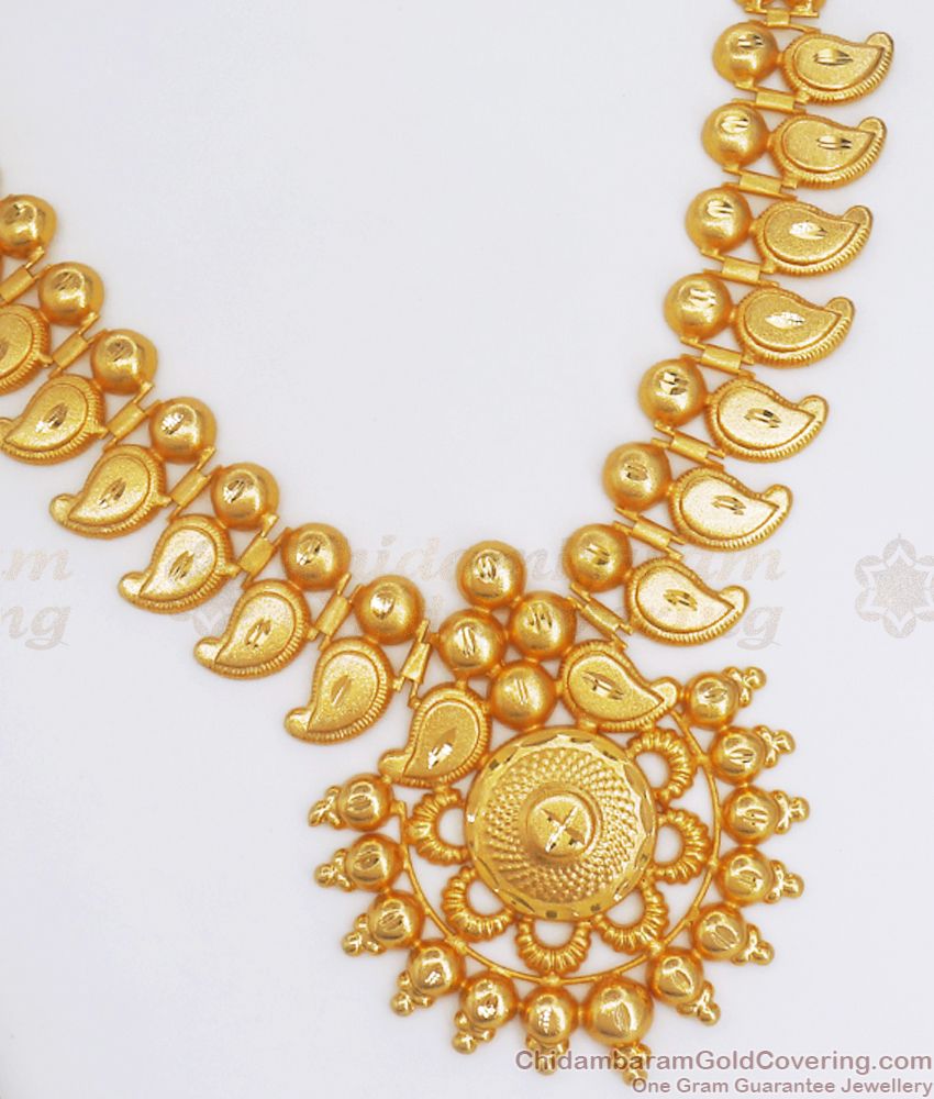 Stylish 2 Gram Gold Forming Kerala Necklace Bridal Fashion NCKN2824