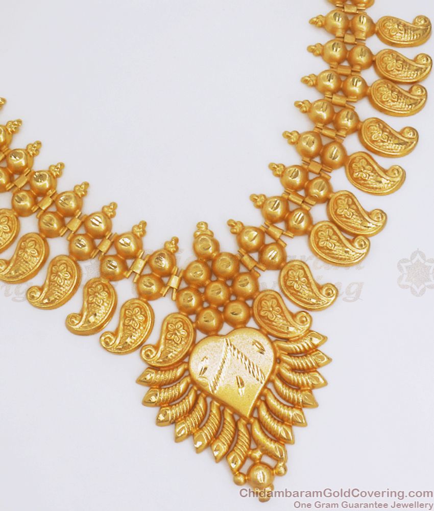 Traditional 2 Gram Gold Necklace Mango Pattern Bridal Jewelry Design NCKN2826