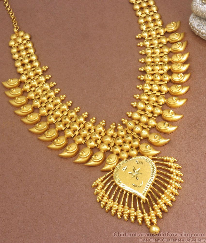 Matt Finish Heavy Bridal Gold Necklace Mango Design Shop Online NCKN2829