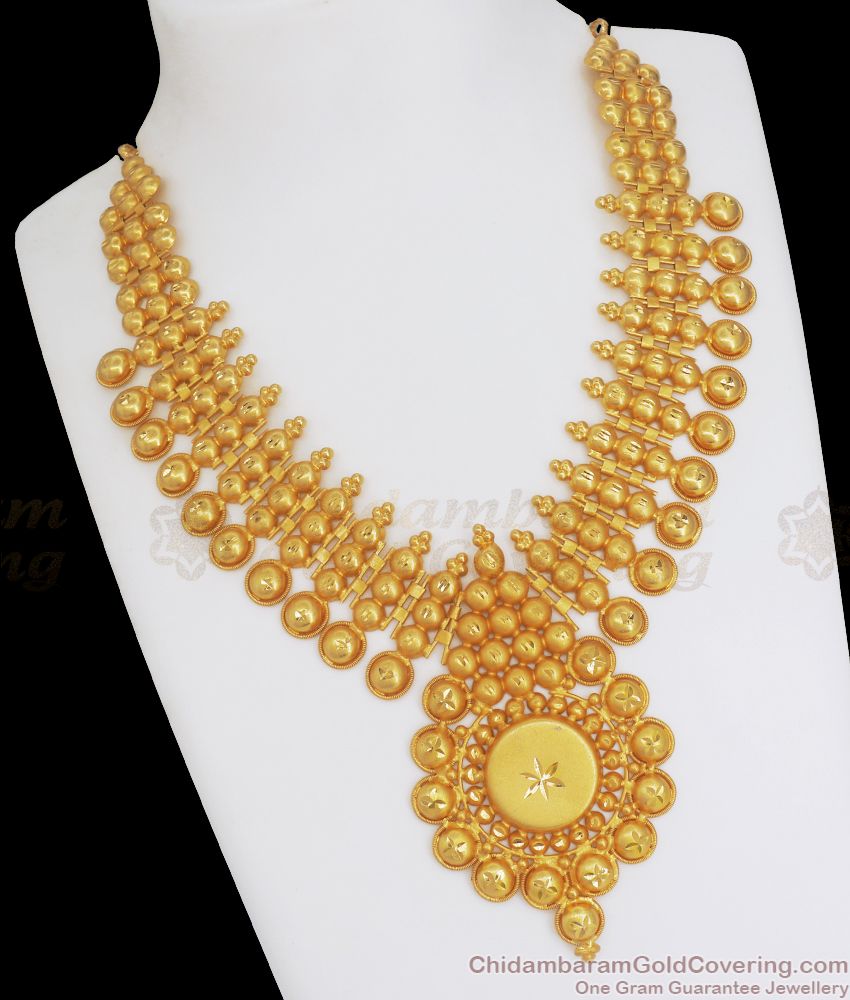 Grand Two Gram Gold Necklace Kerala Bridal Jewelry Shop Online NCKN2830
