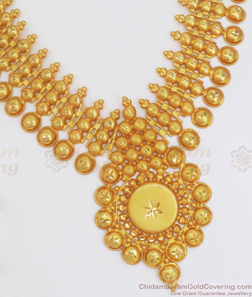Grand Two Gram Gold Necklace Kerala Bridal Jewelry Shop Online NCKN2830