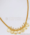 1 Gram Gold Necklace Christian Coin Pattern With White Stone NCKN2834