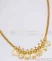1 Gram Gold Necklace Christian Coin Pattern With White Stone NCKN2834 1 Gram Gold Necklace Christian Coin Pattern With White Stone NCKN2834