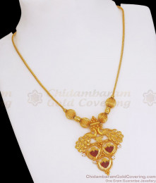 Stylish One Gram Gold Necklace Ruby Palakka Stone Kerala Design NCKN2835 Stylish One Gram Gold Necklace Ruby Palakka Stone Kerala Design NCKN2835