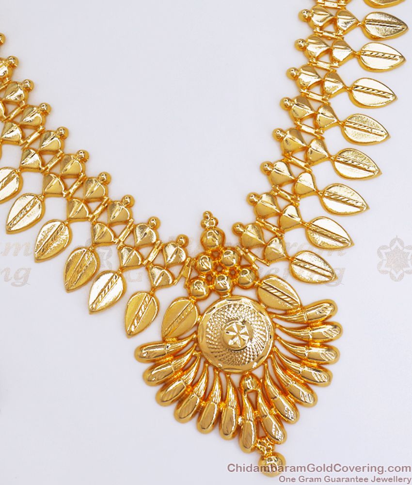 Real Gold Tone Kerala Necklace Bridal Jewelry Pattern Shop Online NCKN2837