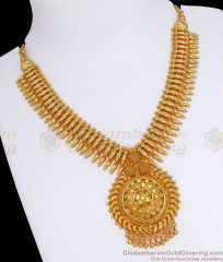 Heavy One Gram Gold Necklace Kerala Mullaipoo Design Shop Online NCKN2843 Heavy One Gram Gold Necklace Kerala Mullaipoo Design Shop Online NCKN2843