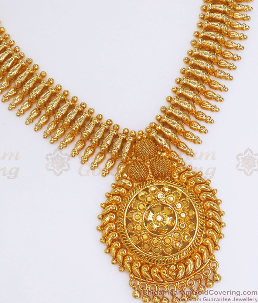 Heavy One Gram Gold Necklace Kerala Mullaipoo Design Shop Online NCKN2843