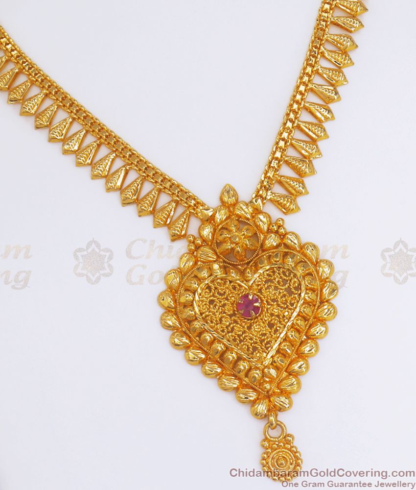 Kerala Wedding Jewelry Gold Plated Necklace Ruby Stone Shop Online NCKN2847