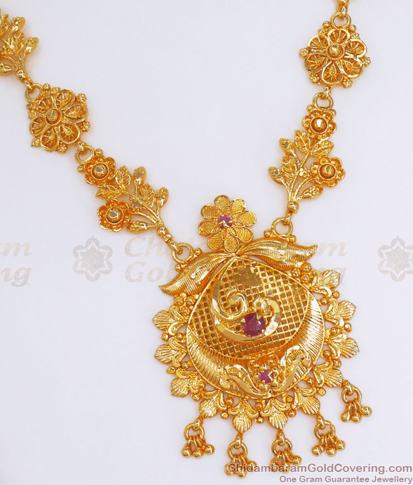 Latest 1 Gram Gold Necklace Floral Design Shop Online NCKN2848