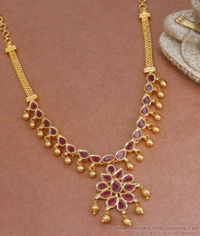 Full Ruby Kemp Stone Gold Plated Necklace Shop Online NCKN2853 Full Ruby Kemp Stone Gold Plated Necklace Shop Online NCKN2853