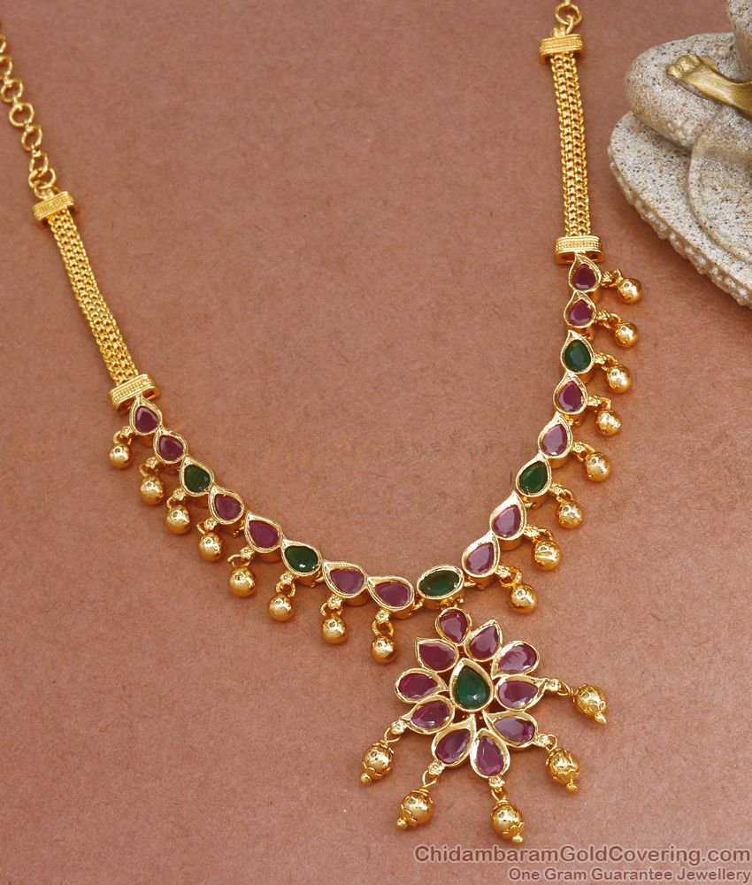 Gorgeous Gold Plated Necklace Multi Kemp Stone Jewelry NCKN2855