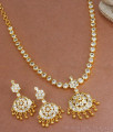 Traditional Impon White Attigai Gati Stone Necklace Earring Set NCKN2856