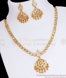 Traditional Impon White Attigai Gati Stone Necklace Earring Set NCKN2856 Traditional Impon White Attigai Gati Stone Necklace Earring Set NCKN2856