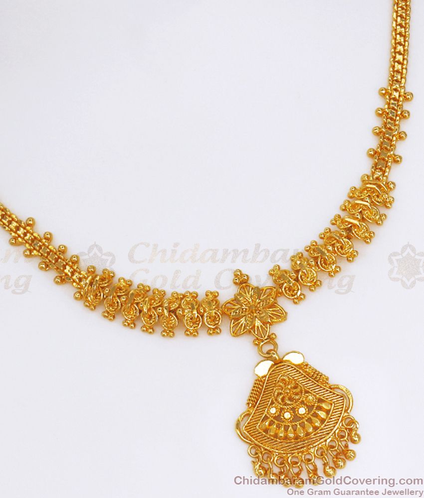 1 Gram Gold Necklace Calcutta Pattern Bridal Wear NCKN2858