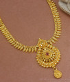 1 Gram Gold Mullaipoo Necklace Ruby Stone Kerala Design NCKN2860