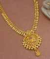 Real Gold Necklace Like Imitation Jewelry Mango Pattern With Ruby Stone NCKN2861