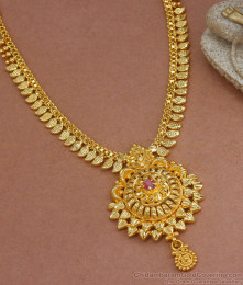 Real Gold Necklace Like Imitation Jewelry Mango Pattern With Ruby Stone NCKN2861 Real Gold Necklace Like Imitation Jewelry Mango Pattern With Ruby Stone NCKN2861