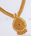 Kerala Pattern 1 Gram Gold Beaded Necklace Ruby Stone NCKN2863