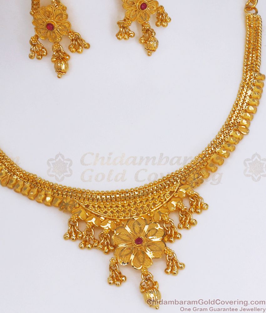 Premium Finish 2 Gram Gold Necklace Earring Combo Shop Online NCKN2867