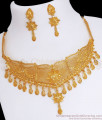 Dubai Collections Two Gram Gold Choker Necklace Earring Combo Set NCKN2869