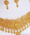 Dubai Collections Two Gram Gold Choker Necklace Earring Combo Set NCKN2869