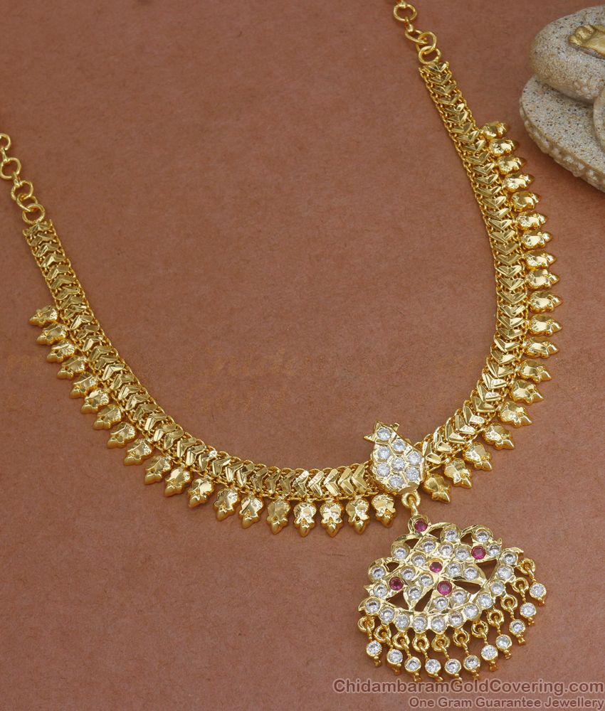 5 Metal Gold Plated Necklace Attigai Collections Impon Jewellery NCKN2870