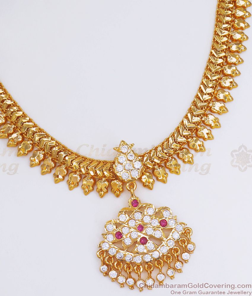 5 Metal Gold Plated Necklace Attigai Collections Impon Jewellery NCKN2870