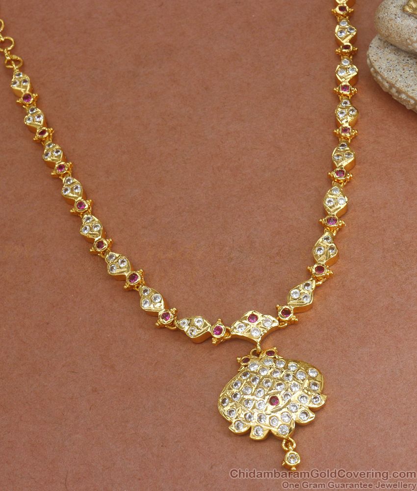 Premium Full Impon Necklace Ruby White Gati Stone Shop Online NCKN2871