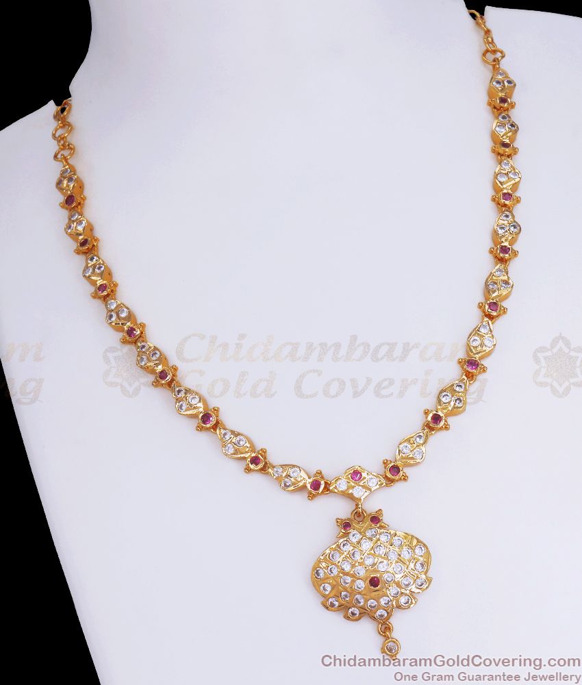 Premium Full Impon Necklace Ruby White Gati Stone Shop Online NCKN2871