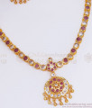 Ruby White Gati Stone Impon Necklace Earring Combo NCKN2875