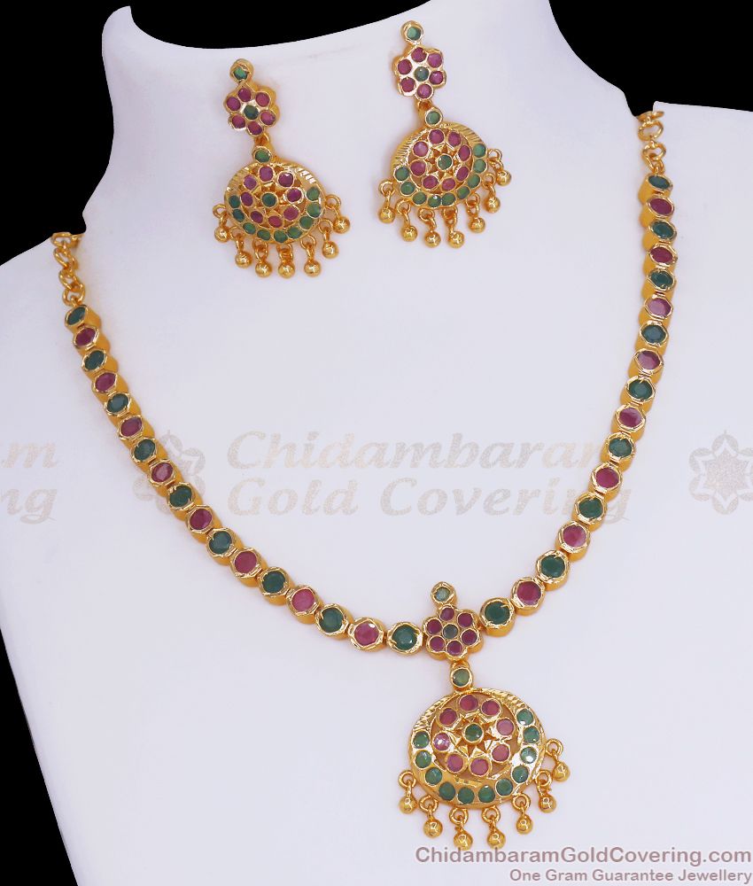 Gati Stone Impon Gold Necklace Earring Combo Set NCKN2876