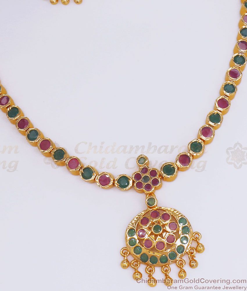 Gati Stone Impon Gold Necklace Earring Combo Set NCKN2876