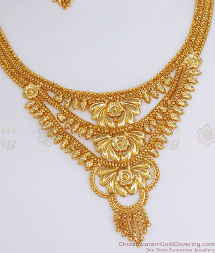 Bridal Necklace Choker Set In Gold Polish Moti Design Online – Hayagi