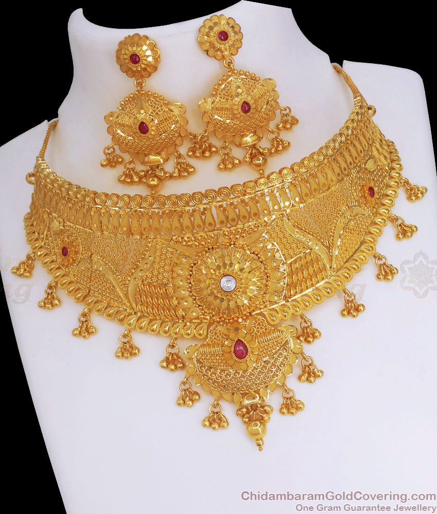 Jodha Akbar Choker Two Gram Gold Grand Choker Necklace Bridal Collection NCKN2884