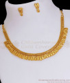 New Arrivals Forming Gold Plain Necklace Earrings Set NCKN2886