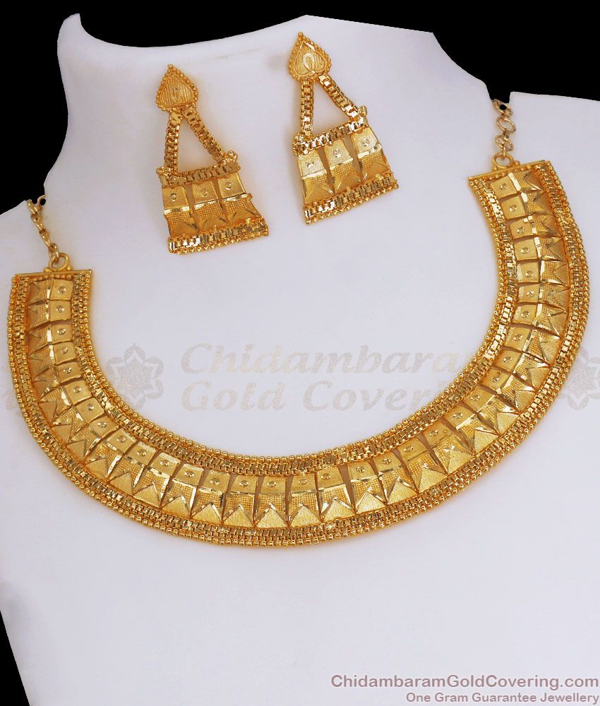 Trendy Close Neck Forming Kerala Necklace Bridal Combo Collections NCKN2887